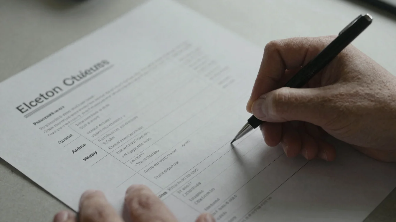 Editorial close detail of hands annotating an ad account structur